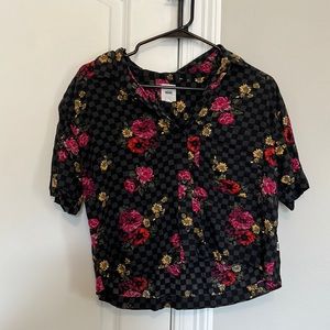 Checkered Floral Vans Button Down Shirt